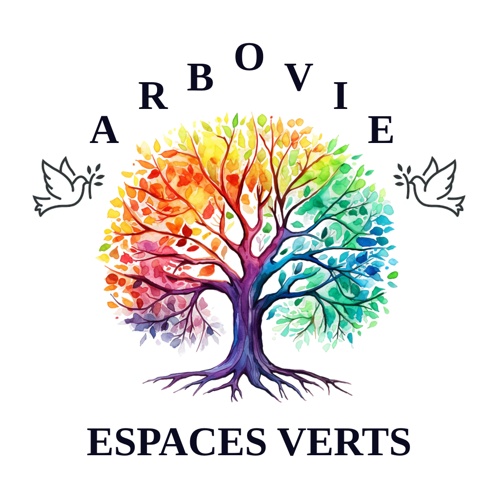 Arbovie Espaces Verts — Logo : arbre de vie aux couleurs de l'arc-en-ciel